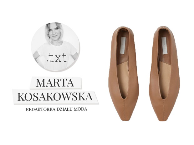 Beżowe baleriny ze skóry, H&M, cena ok. 149,99 zł