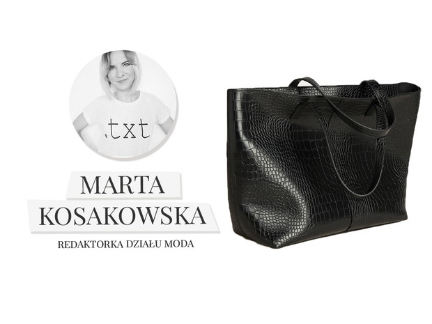 Czarna torebka ze wzorem skóry krokodyla, Bershka, cena ok. 89,90 zł