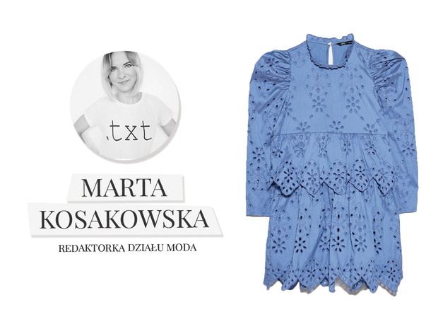 Niebieska sukienka z ażurowym haftem, Zara, cena ok. 199,00 zł