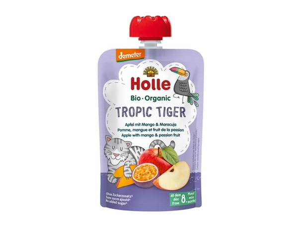 Mus Holle, TROPIC TIGER, bio mus owocowy z tropikalnym mango i marakują - cena ok. 5 zł
