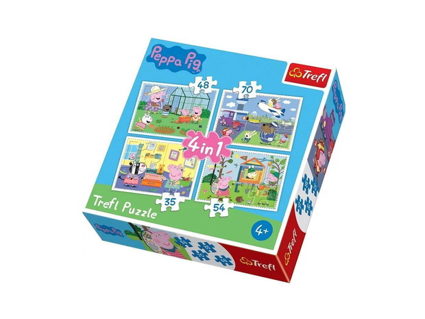 Zestaw puzzli Świnka Peppa 4 w 1, Trefl - cena ok. 20 zł