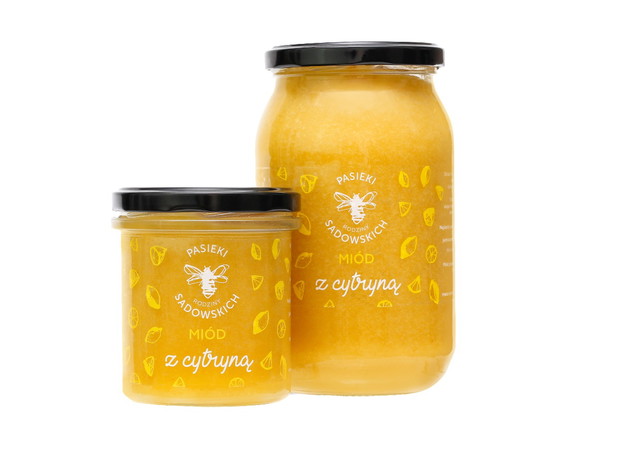 Miód z cytryną, Pasieki Sadowskich - cena 29 zł/430 g, a także 58 zł/1150 g