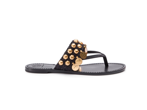 Czarne japonki ze złotymi ozdobami, Tory Burch/eobuwie.pl, cena ok. 1 229,00 zł