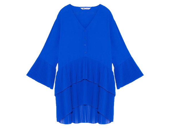 Niebieska plisowana sukienka, Zara, cena ok. 139,00 zł