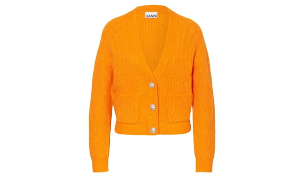 Pomarańczowy kardigan Ganni; cena: 1320zł