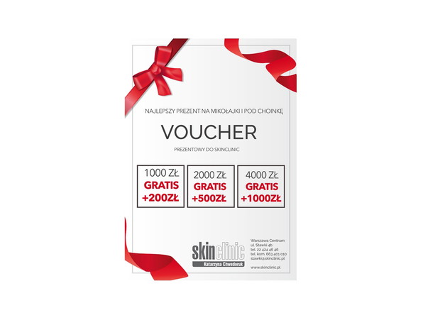 Voucher prezentowy SkinClinic, cena od 1000 zł do 4000 zł