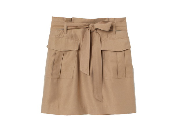 Beżowa spódnica paper bag, H&M, cena ok. 99,99 zł