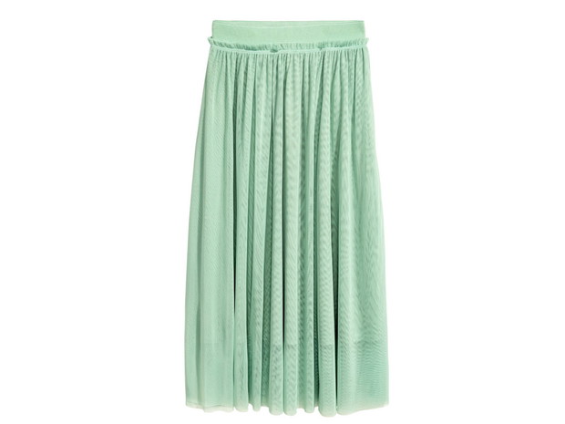 Miętowa tiulowa spódnica maxi, H&M, cena ok. 39,90 zł