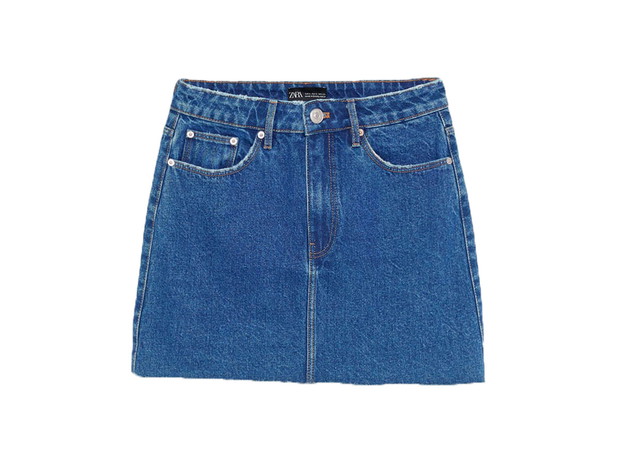 Niebieska spódnica jeansowa mini, Zara, cena ok. 89,90 zł