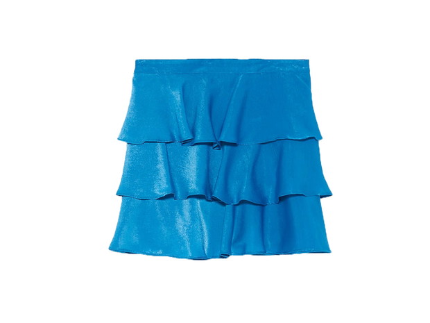 Satynowa spódnica mini z falbankami, Zara, cena ok. 109,00 zł