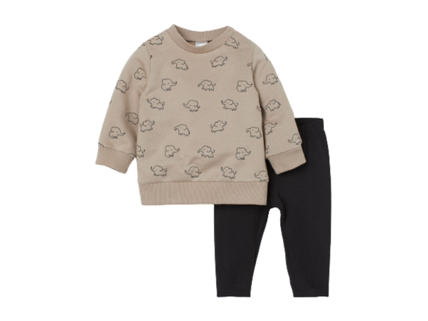 Bawełniany komplet H&M Beżowy/Słonie, cena 49,99 zł