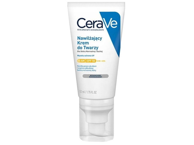 Nawilżający krem do twarzy do filtrem SPF50, Cerave, cena: 79,99 zł