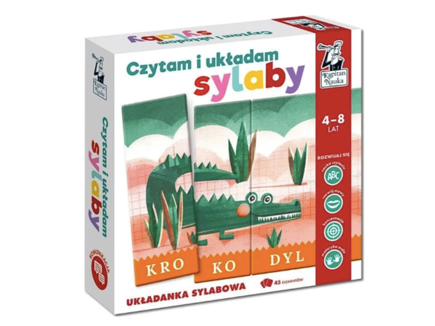 Układanka sylabowa Kapitan Nauka, Czytam i układam sylaby, cena 24,99 zł