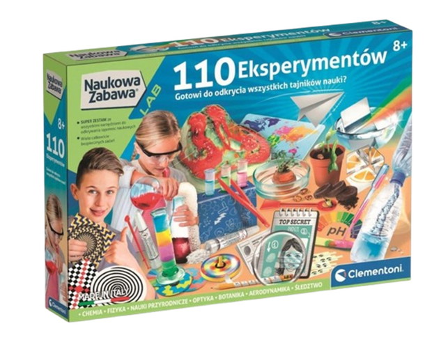 110 eksperymentów, Clementoni, cena ok. 90 zł
