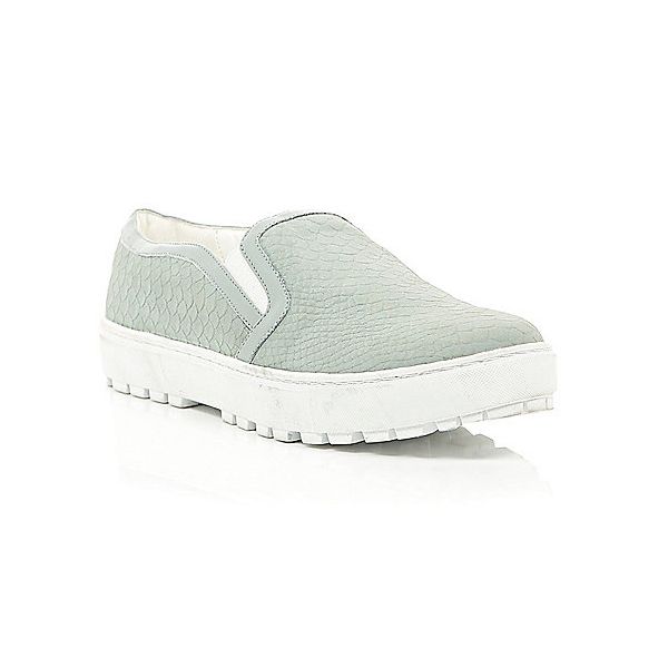Miętowe trampki slip-on River Island, cena, ok. 110 zł