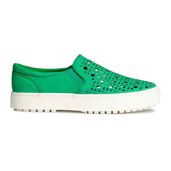 Zielone trampki slip-on H&M, cena, ok. 129,90 zł