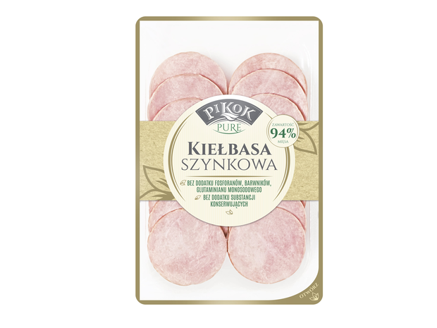 Kiełbasa z szynki, linia Pure bez konserwantów, do kupienia w Lidlu