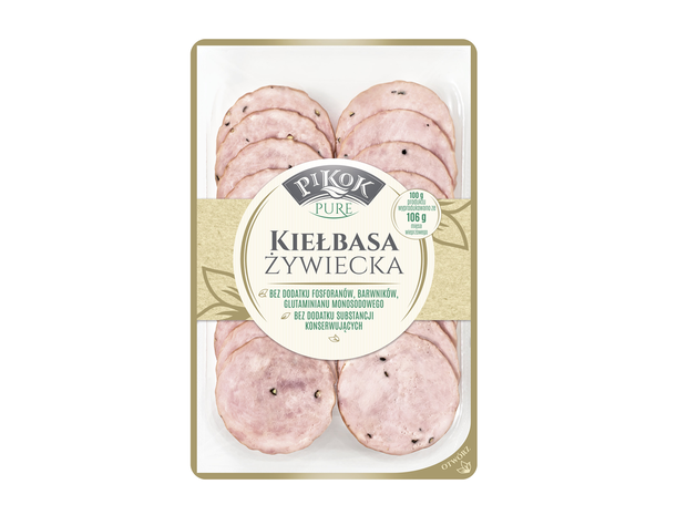 Kiełbasa żywiecka, linia Pure bez konserwantów, do kupienia w Lidlu