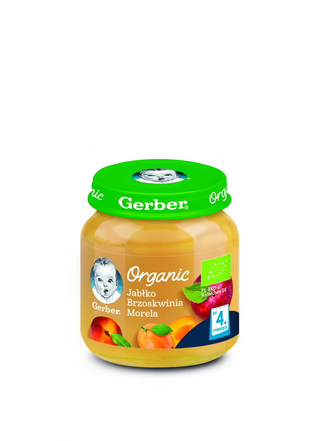Organic, Jabłko, brzoskwinia, morela, Gerber
