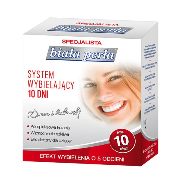Wybielanie zębów w domu 3-fazową formułą Biała Perła System 10 dni, cena ok. 65 zł (1 zestaw)