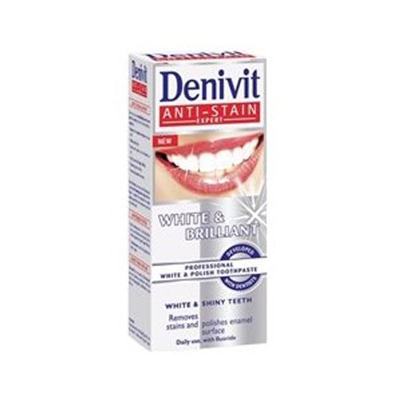 Wybielanie zębów w domu pastą wybielającą Denivit White&Brilliant, cena ok. 12 zł (opakowanie 50 ml)