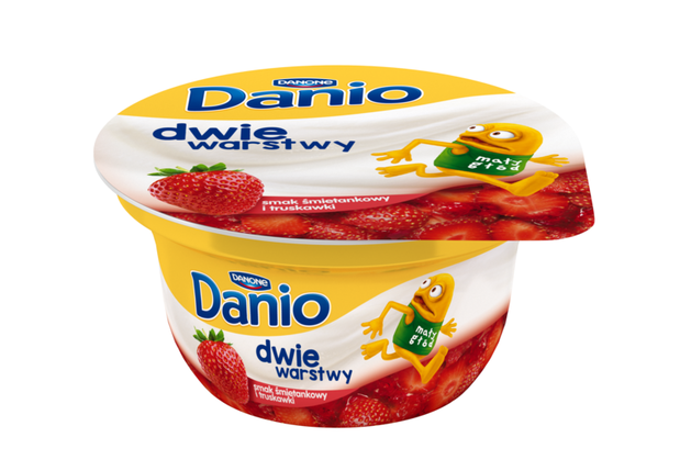 Danio dwie warstwy Truskawka, Danone, cena ok. 2 zł