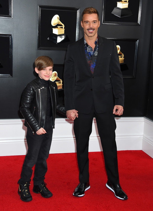 Ricky Martin i Matteo Martin na rozdaniu Grammy 2019