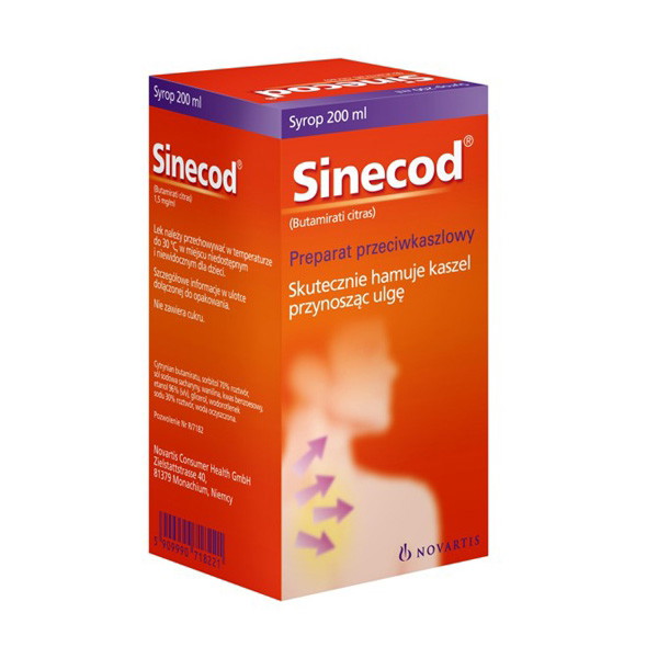 Syrop na kaszel Sinecod, cena ok. 23 zł (opakowanie 200 ml)