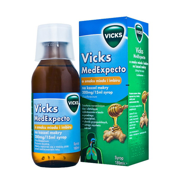 Syrop na kaszel Vicks MedExpecto, cena ok. 14 zł (opakowanie 180 ml)