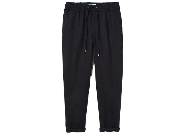 Czarne lniane spodnie, H&M, cena ok. 129,99 zł