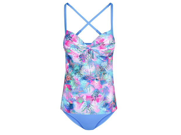 Niebieskie tankini z koszulką z push-up