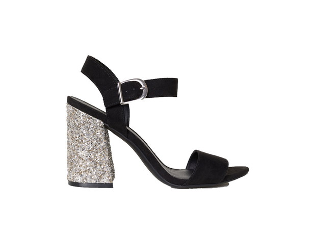 Sandały z brokatowym obcasem, H&M, cena ok. 99,90 zł