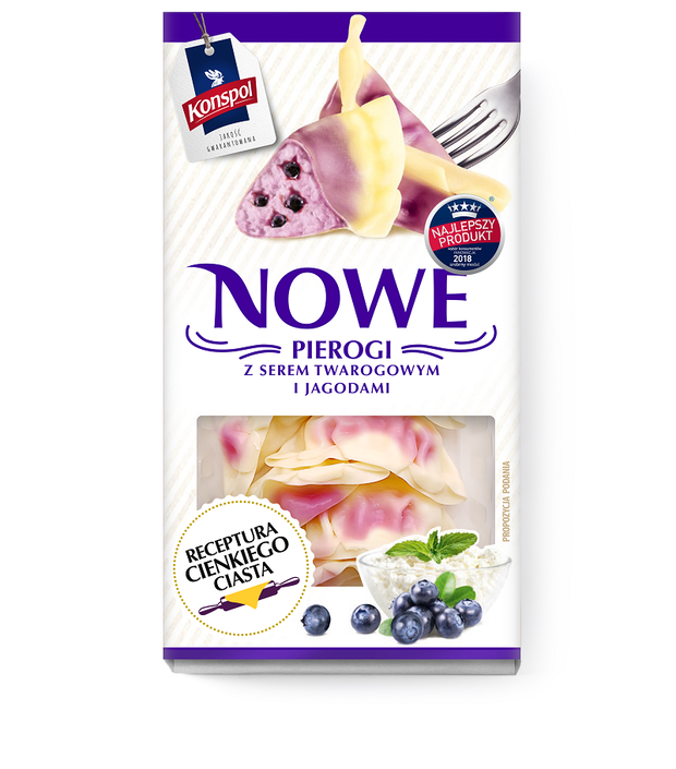 Pierogi z jagodami i serem, Konspol, cena ok. 7zł
