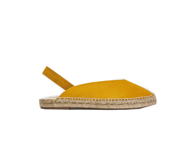 Skórzane espadryle z odkrytą piętą Zara, cena ok. 139 zł