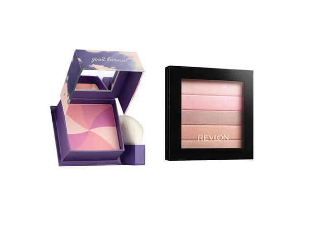 Róż do policzków Hervana Benefit, cena, ok. 159 zł vs. Rozświetlająca paletka Rose Glow, cena, ok. 59,90 zł