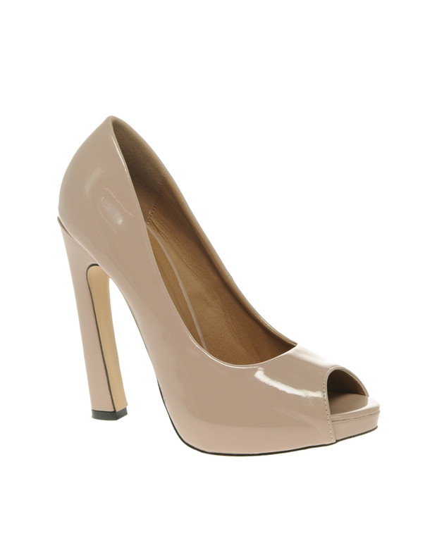 beżowe peep toe ślubne Asos