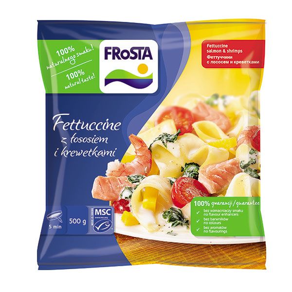 Fettuccine z łososiem i krewetkami, Frosta