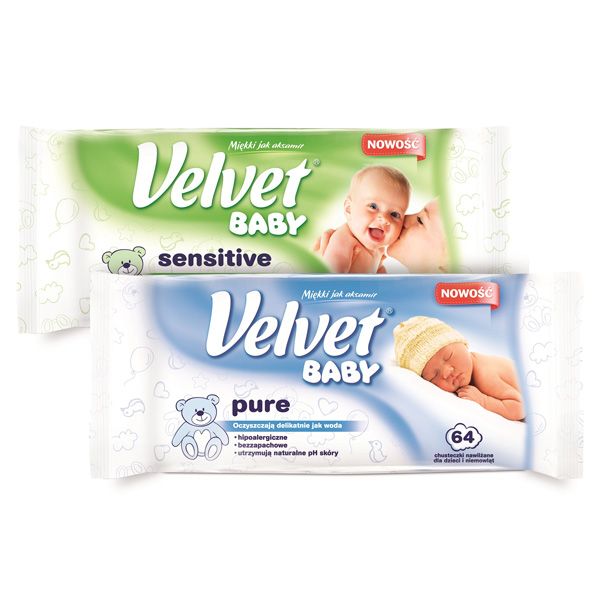 Chusteczki nawilżane dla dzieci Velvet Baby, cena ok. 7 zł