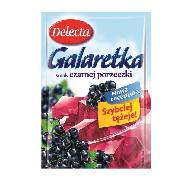 Galaretka Delecta o nowej recepturze, czarna porzeczka