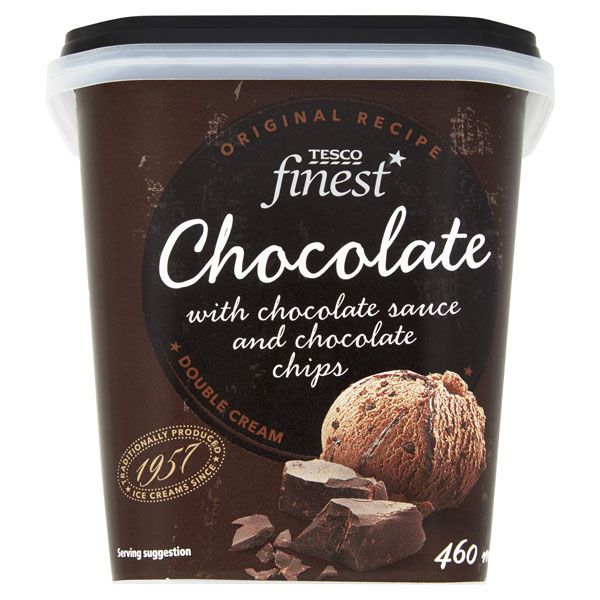 Lody o smaku czekoladowym z kawałkami czekolady, Tesco