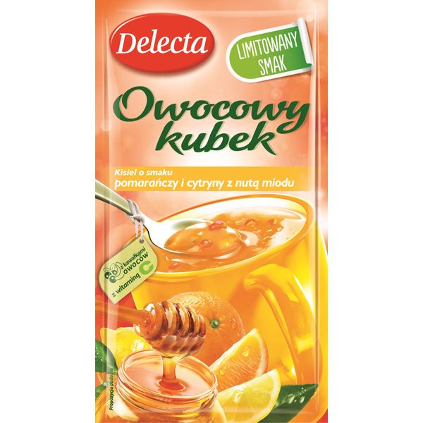 Kisiel Owocowy Kubek, smak pomarańczy i cytryn z nutą miodu - Delecta