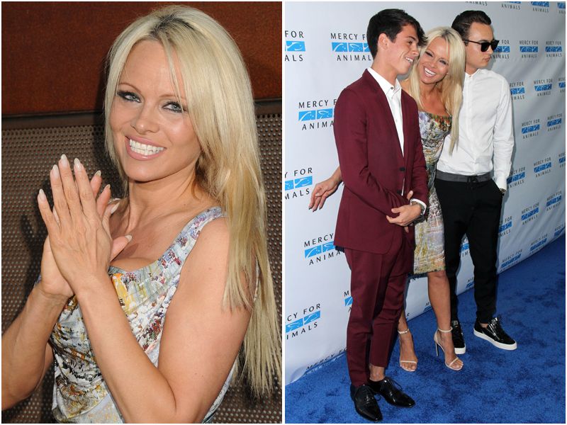 Pamela Anderson z synami Dylanem i Brandonem na Mercy for Animals
