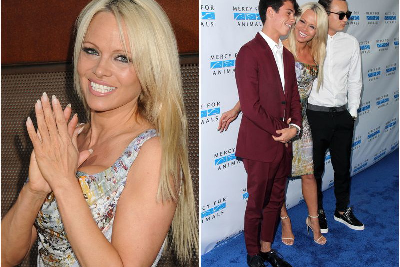 Pamela Anderson z synami Dylanem i Brandonem na Mercy for Animals