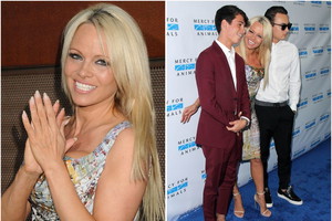 Pamela Anderson z synami Dylanem i Brandonem na Mercy for Animals