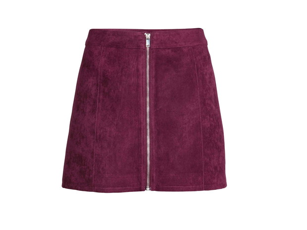 Bordowa spódnica z suwakiem H&M, cena, ok. 79,90 zł
