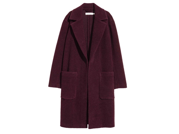Bordowy płaszcz H&M, cena, ok. 279 zł
