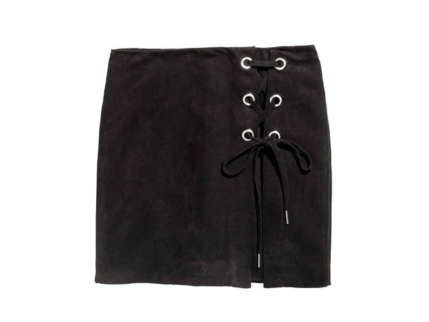 Czarna spódnica z wiązaniem H&M, cena, ok. 79,90 zł