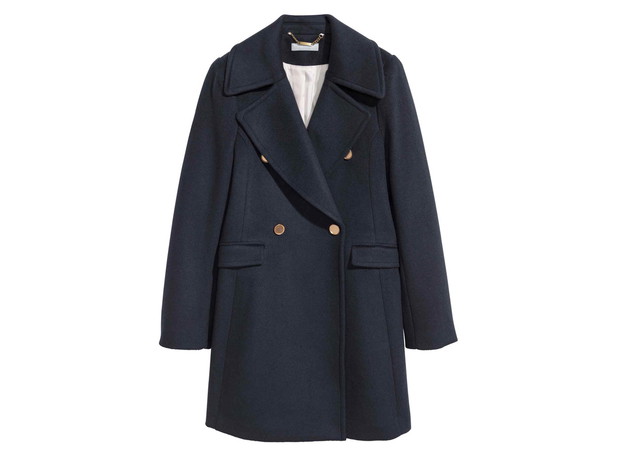 Granatowy płaszcz H&M, cena, ok. 349 zł