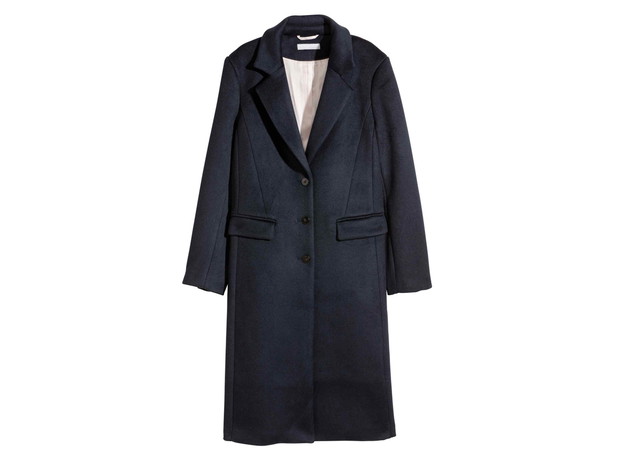 Granatowy płaszcz H&M, cena, ok. 399 zł