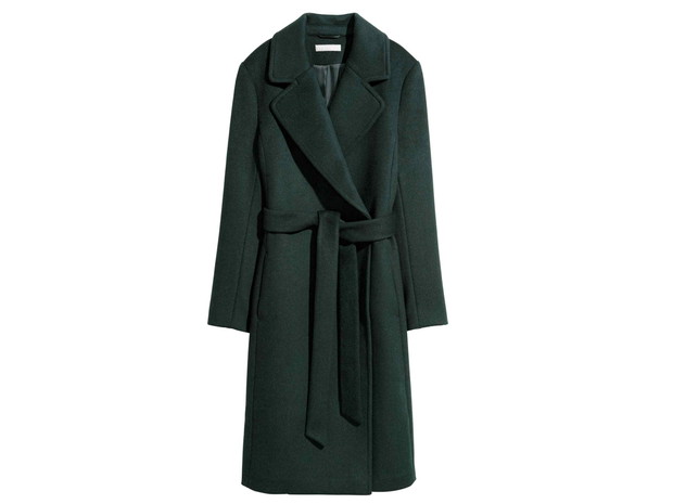 Zielony płaszcz H&M, cena, ok. 399 zł